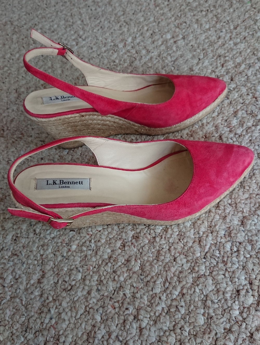 LK Bennett Bethany red Suede Pointed Slingback espadrille size 9 - Picture 2 of 13